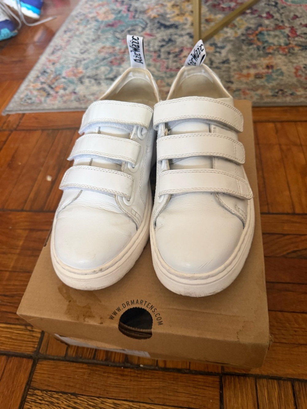 Dr. Martens White Triple-Strap Leather Sneakers